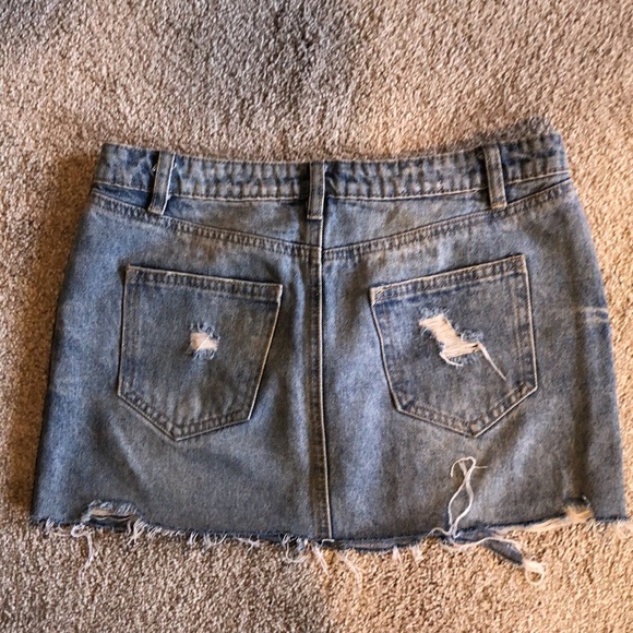 Refuge denim jean Mini skirt distressed frayed edge S - Picture 5 of 5